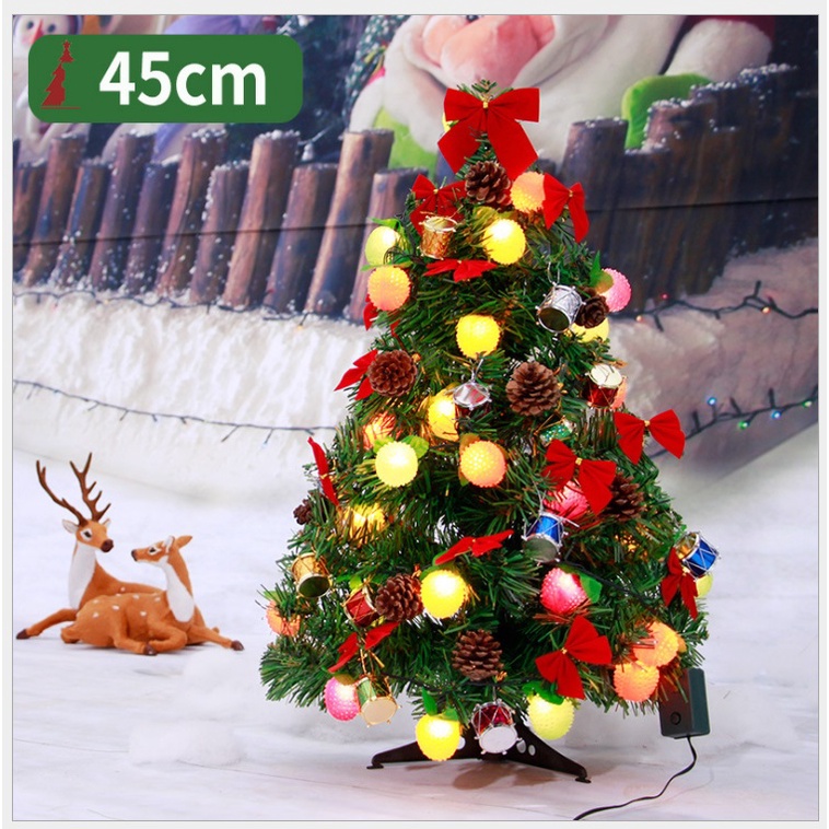 Combo Cây Thông Noel + Tặng Kèm Phụ Kiện Trang Trí Giáng Sinh, Dùng Để Bàn, Kệ Tivi, Bàn Trang Điểm