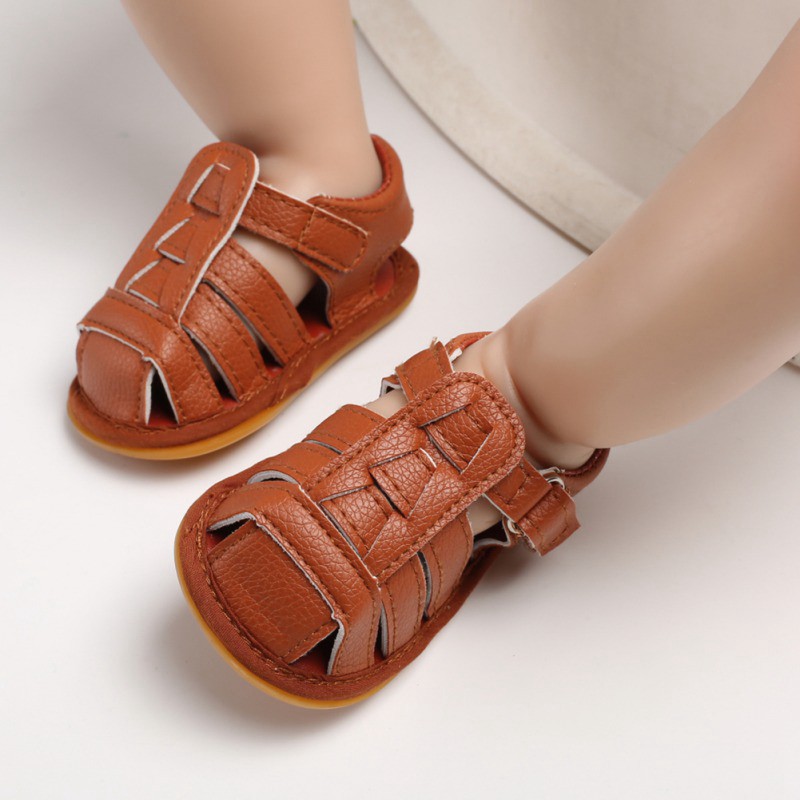 Giày sandal da PU đế mềm chống trượt cho bé trai