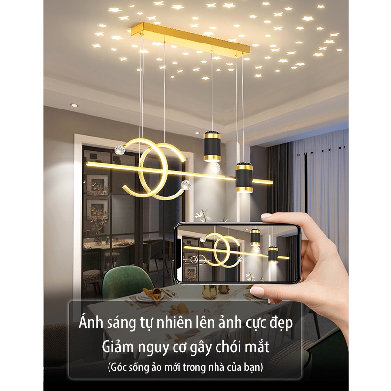 Đèn thả trần bàn ăn phòng khách chung cư hiện đại ánh sáng 3 màu điều khiển từ xa Đèn LED trang trí phòng bếp bàn ăn HB8