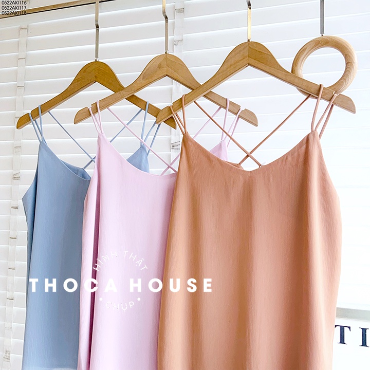 Áo voan 2 dây chéo lưng nhiều màu THOCA HOUSE gợi cảm, thanh lịch phù hợp đi làm, đi chơi, đi sự kiện