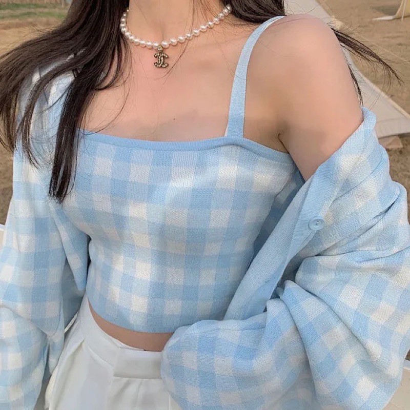 [ORDER TAOBAO] SET ÁO CARDIGAN CARO XANH | BigBuy360 - bigbuy360.vn