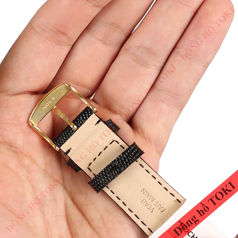 Dây da đồng hồ ZRC Pháp dòng OPALINE da bê dập vân thằn lằn đen