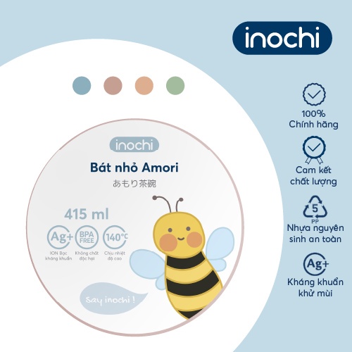Bát nhỏ Chén Nhựa Nguyên Sinh Cao Cấp Inochi - Amori 415 ml màu ngẫu nhiên