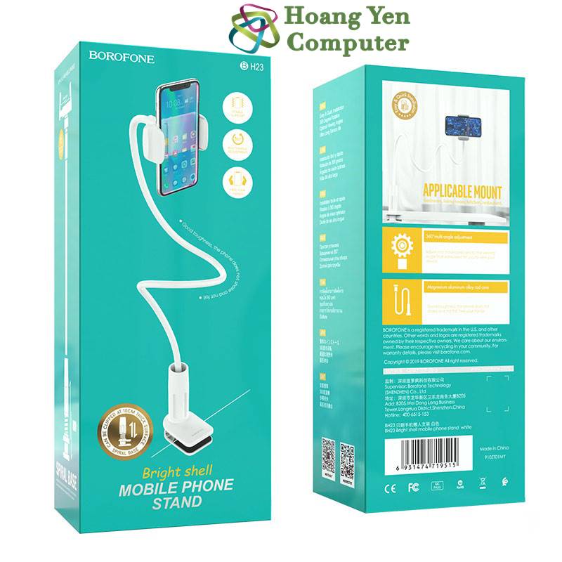 Giá Đỡ Điện Thoại Borofone BH23 - Dạng Kẹp, Có Thể Uốn Cong - BH 1 Năm Chính Hãng. - Hoàng Yến Computer