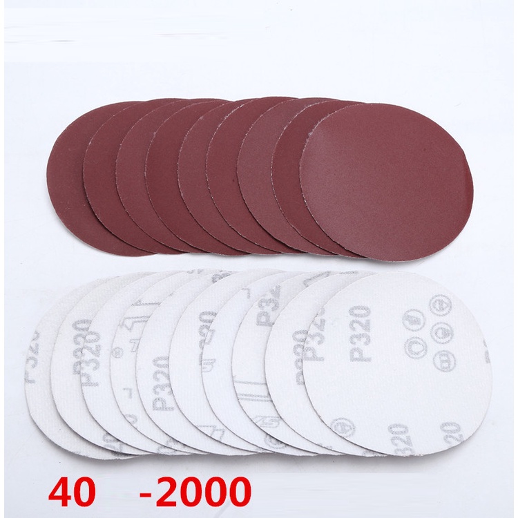Combo 40 Giấy mài nhám xếp tròn 100mm đánh bóng, mặt sau tự dính AOTUO 4 inch 5 inch với mật độ hạt từ 60 tới 2000