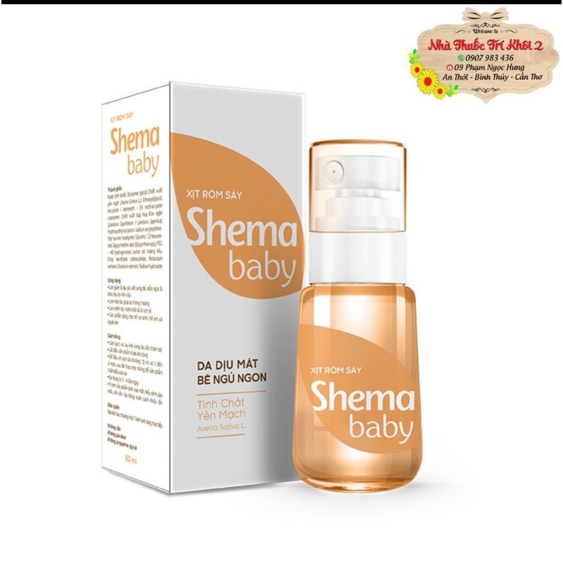 Shema baby - Xịt Rôm Sảy, Hăm Tã, Mẩn Ngứa - Da Dịu Mát Giúp Bé Ngủ Ngon 50ml