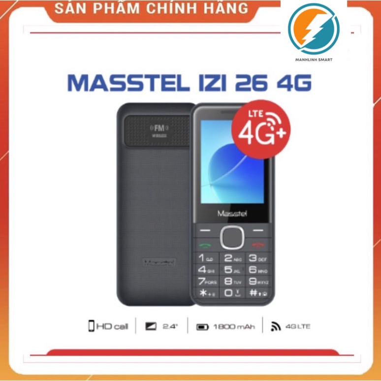 Điện thoại Masstel Izi 26 4G loa to, chữ to Pin siêu khỏe - bảo hành chính hãng 12 tháng MSP 021