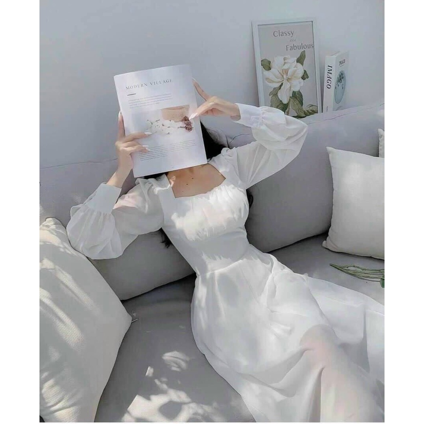 Đầm voan, váy trắng tiểu thư MIDI xếp ngực chất vol rũ xịn tăng độ nữ tính Cực Xinh hàng cao cấp Tây Thi Shop | BigBuy360 - bigbuy360.vn