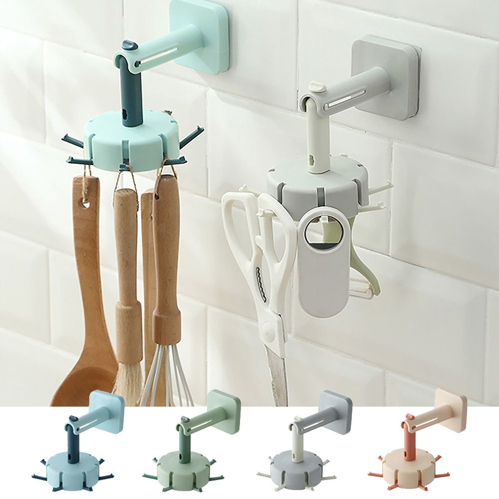 Móc Treo Đồ Xoay 360 Độ, 7 Nhánh, Dán Tường, Tủ Không Cần Khoan Đục Cho Nhà Bếp, Phòng Tắm Huyna Mart MT14