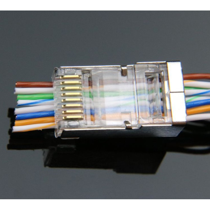100 Hạt mạng Xuyên thấu loại cao cấp có lớp kim loại bảo vệ  giành cho cat5 cat6,..