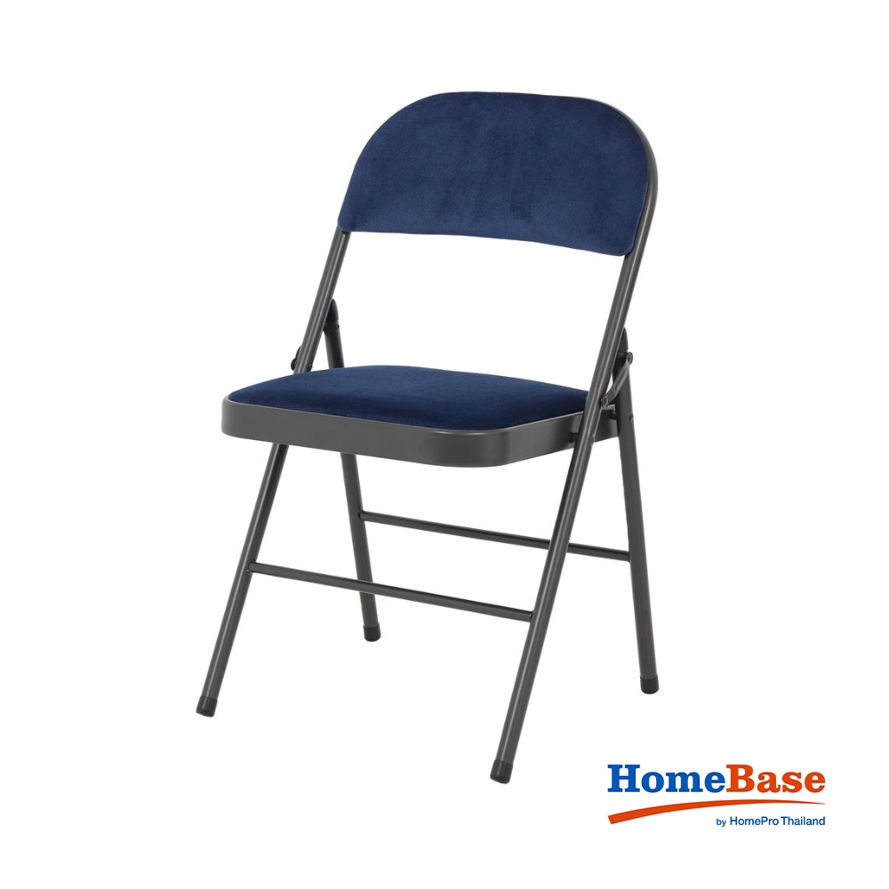 HomeBase FURDINI Ghế xếp văn phòng bằng thép có mặt ngồi bọc nhung VELVET W46,5xH78xD45,5 màu xanh dương đen