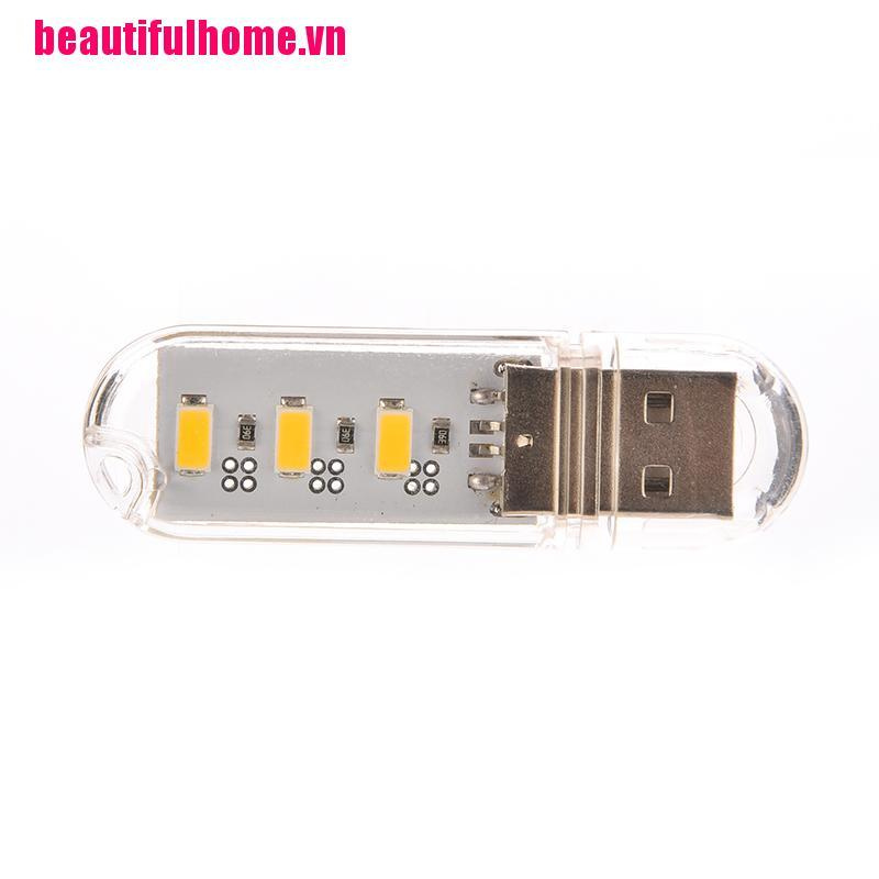 Đèn Ngủ USB 3 Bóng LED Trắng Thiết Kế Nhỏ Gọn Kèm Móc Khóa Tiện Dụng