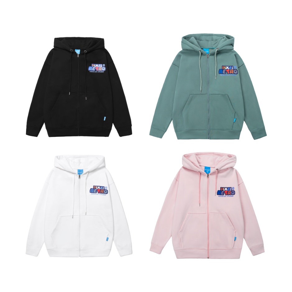 Áo HOODIE ZIP OHYEAH cao cấp Unisex nam nữ Nỉ Cotton form rộng oversize PIXEL RETRO
