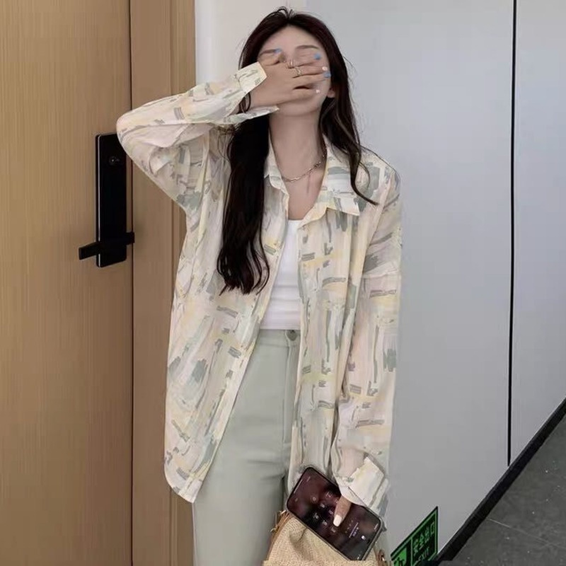 Áo Sơ Mi Voan Tay Dài Dáng Rộng Phong Cách Trẻ Trung Thời Trang Hàn Quốc