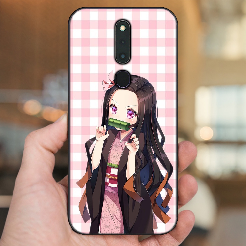 Ốp lưng Oppo F11 Pro viền đen in hình Nezuko Kimetsu no Yaiba