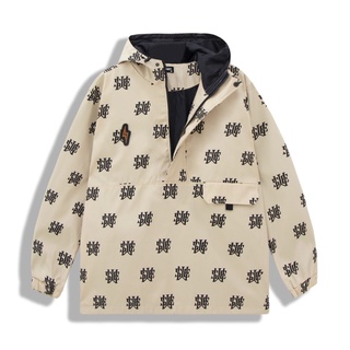 Áo Khoác có nón nam nữ SWE MONO PULLOVER JACKET  - Cream/Black vải dù trượt nước chính hãng