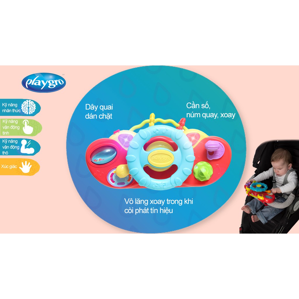 Đồ chơi vô lăng phát nhạc Playgro Music Drive and Go, cho bé 12-36 tháng