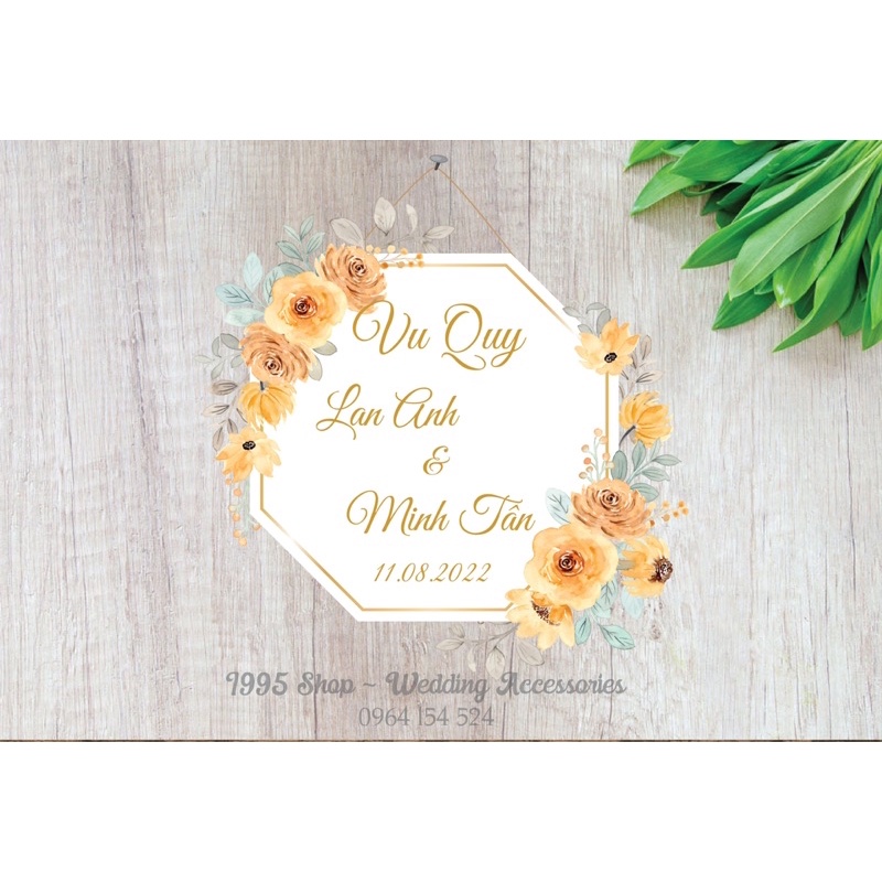 Bảng treo gia tiên đám cưới, bảng tên cô dâu chú rể