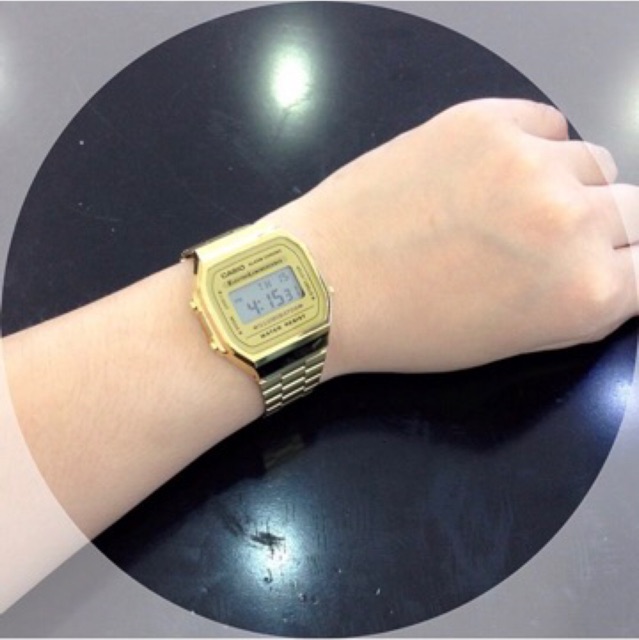 Đồng hồ Nam Casio A168WG-9EF, đồng hồ chính hãng, classic vàng mặt vàng