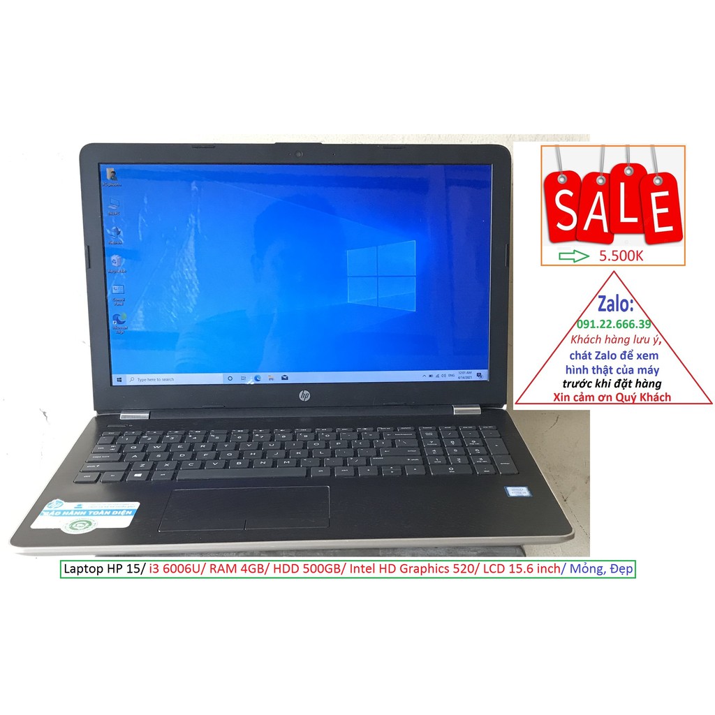 Laptop HP 15/ i3 6006U/ RAM 4GB/ HDD 500GB/ Intel HD Graphics 520/ LCD 15.6 inch/ Mỏng, Đẹp | BigBuy360 - bigbuy360.vn