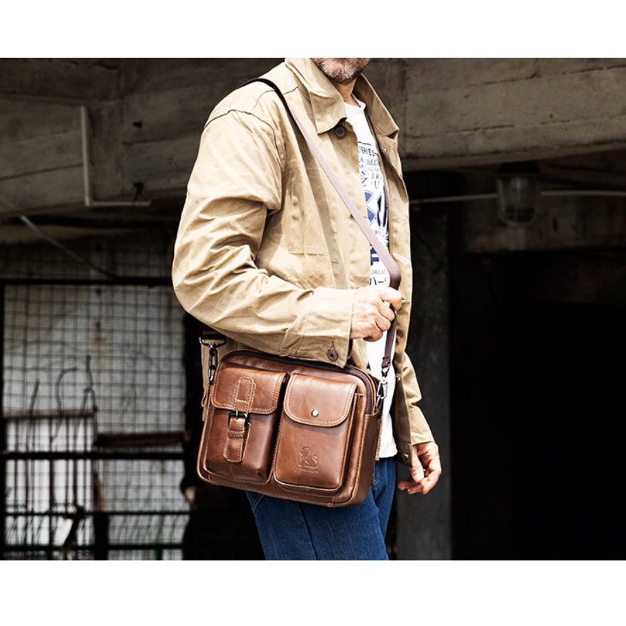 Túi xách túi đeo chéo nam công sở da bò thật cao cấp phong cách cá tính mới