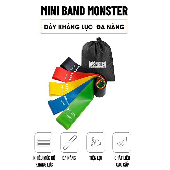BỘ 5 DÂY KHÁNG LỰC TẬP MÔNG,CHÂN MINI BAND