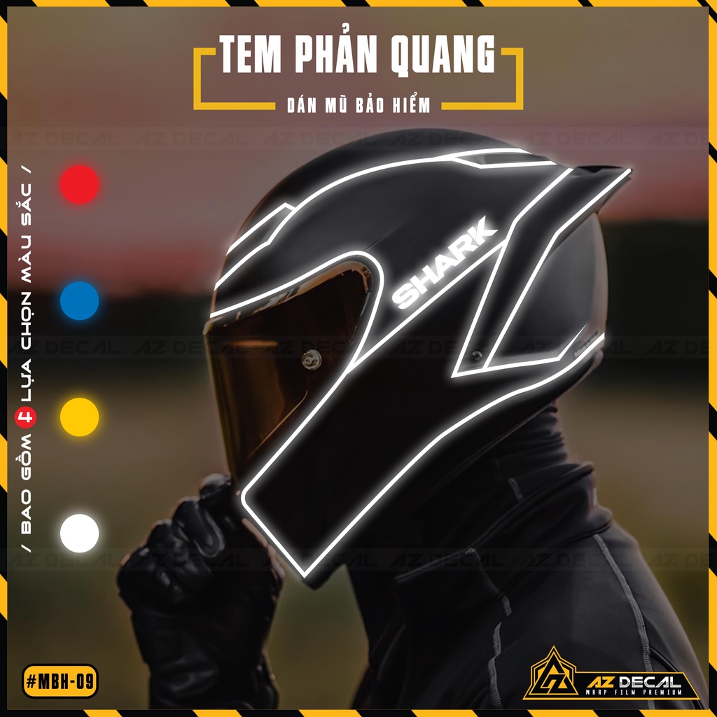 Sticker Dán Nón Bảo Hiểm Fullface, 3/4 Mẫu Tem Chỉ Shark | MBH-09 | Decal Phản Quang Trang Trí Mũ Bảo Hiểm Đẹp