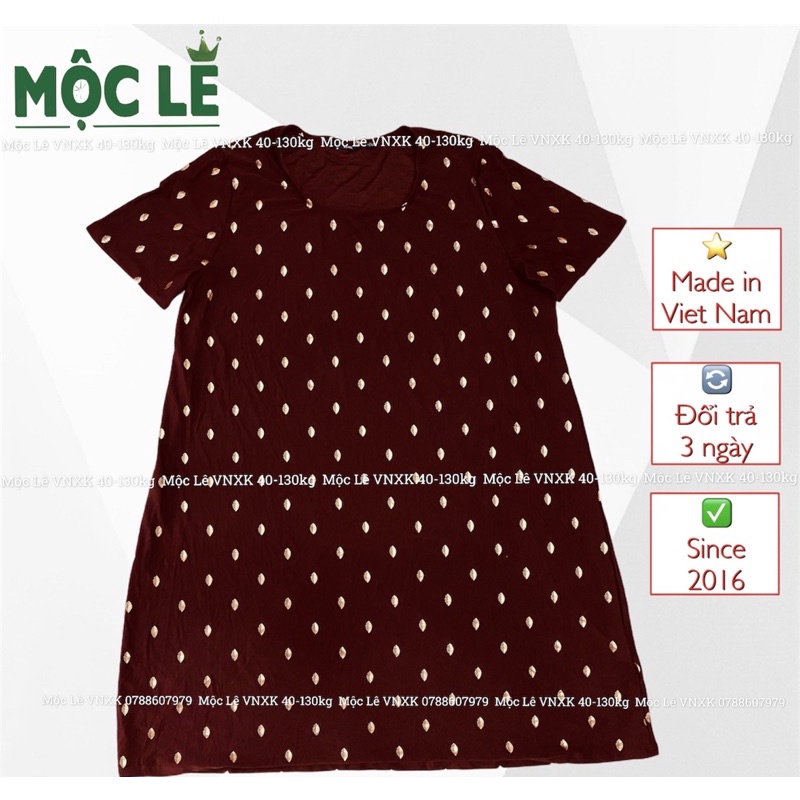 Đầm thun nâu lá vàng vnxk phom xoè