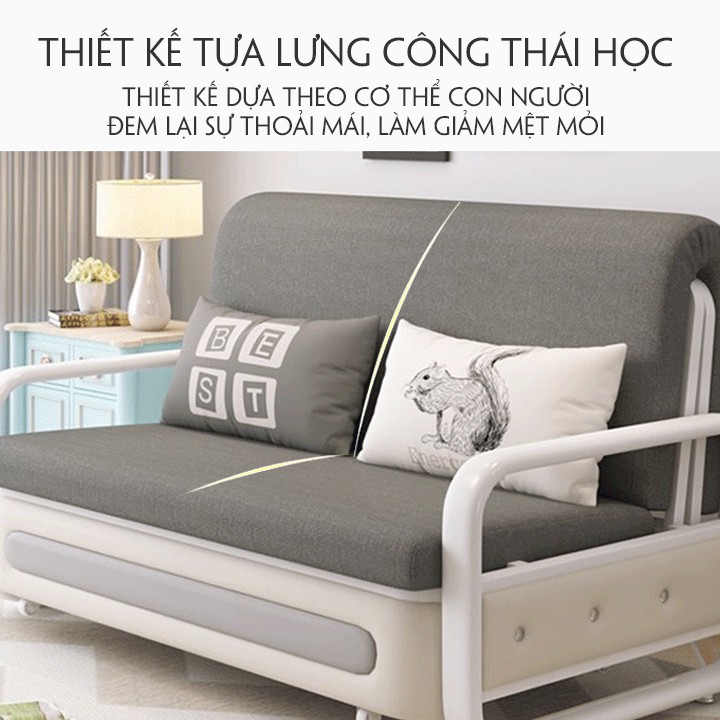 Giường Sofa Gấp Gọn, Sofa Thông Minh Tiện Lợi Có ngăn Đựng Đồ KT: 120 x 190cm