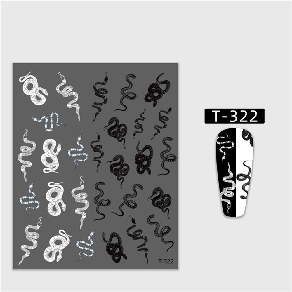 [Hàng mới về] Nhãn dán trang trí móng tay tự dính họa tiết hình hoa và rắn 3D nghệ thuật độc đáo