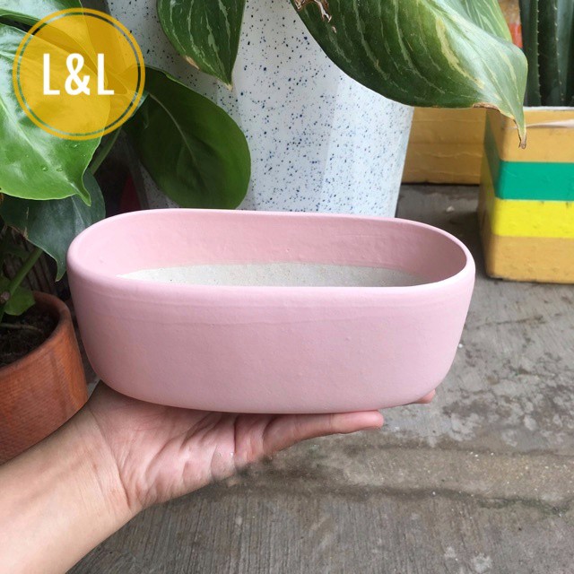 Chậu sứ Bát Tràng Hình Ovan trồng cây Để Bàn, Cây Nội Thất, Sen Đá, X