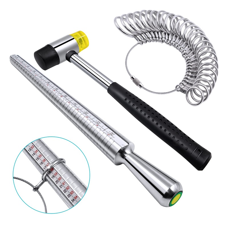 Bộ Dụng Cụ Đo Kích Thước Vòng Nhẫn Kèm Vòng Đo Bằng Kim Loại + Đầu Cắm US