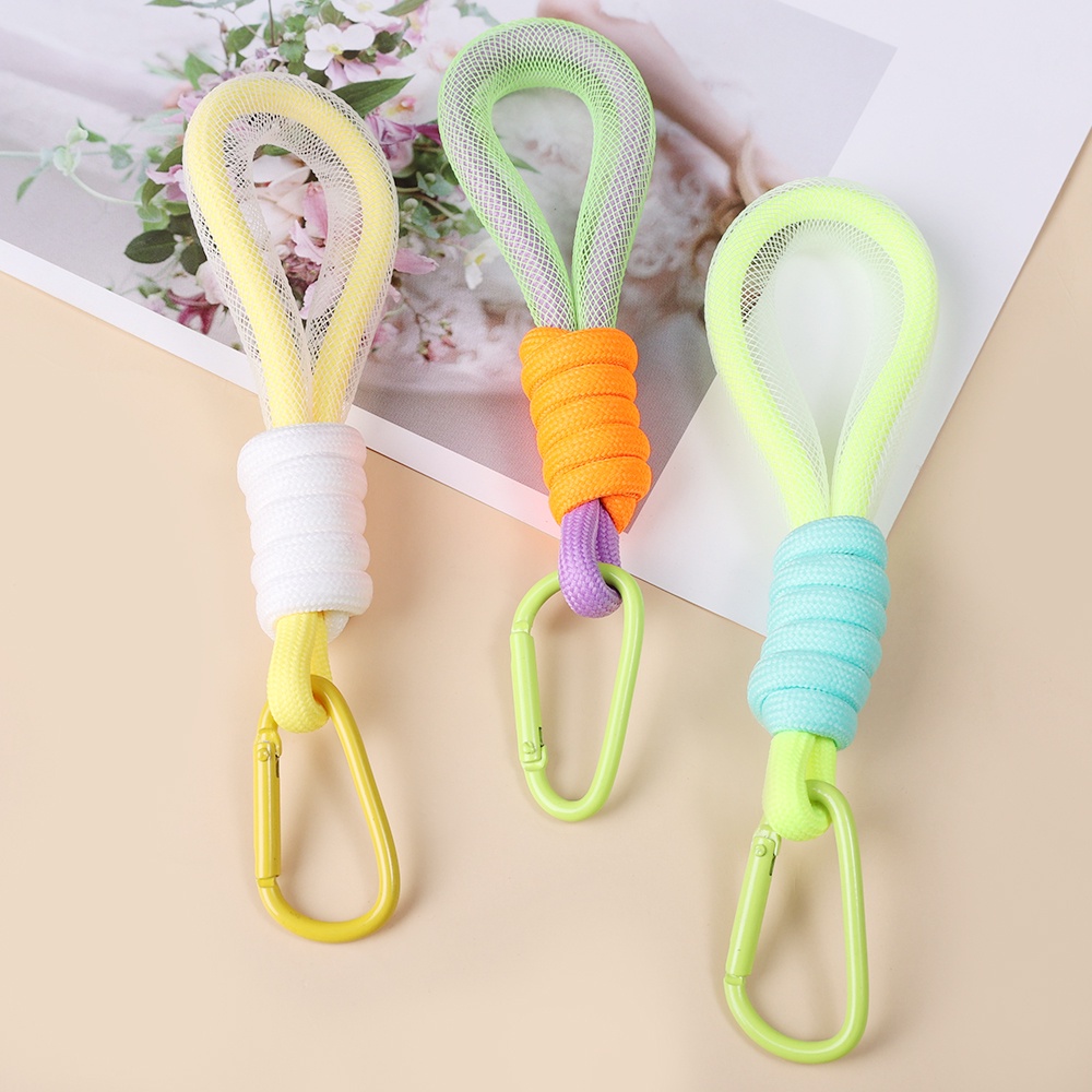 1 Dây Đeo Điện Thoại / Móc Khóa Chống Thất Lạc Bằng Sợi Bện Màu Huỳnh Quang