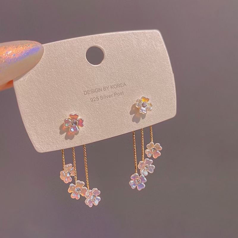 Bông Tai Mạ Bạc 925 Hình Hoa Tua Rua Phong Cách Mới 2022