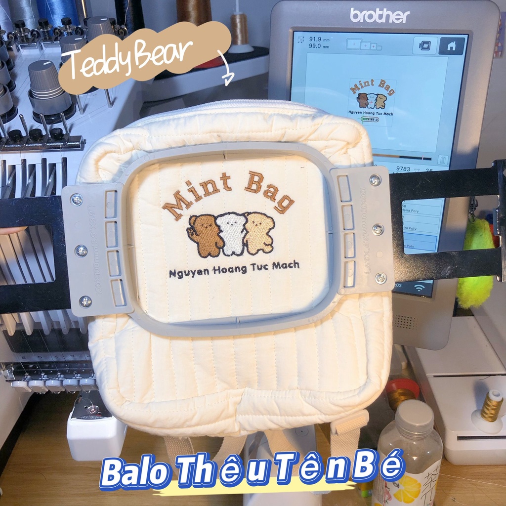 TEDDYBEAR🐻 Balo 25x25cm Chống Lạc Đồ Thêu Bé 4-.12 Tuổi  -  Ba Lô Thêu Tên Theo Yêu Cầu Khách Đặt