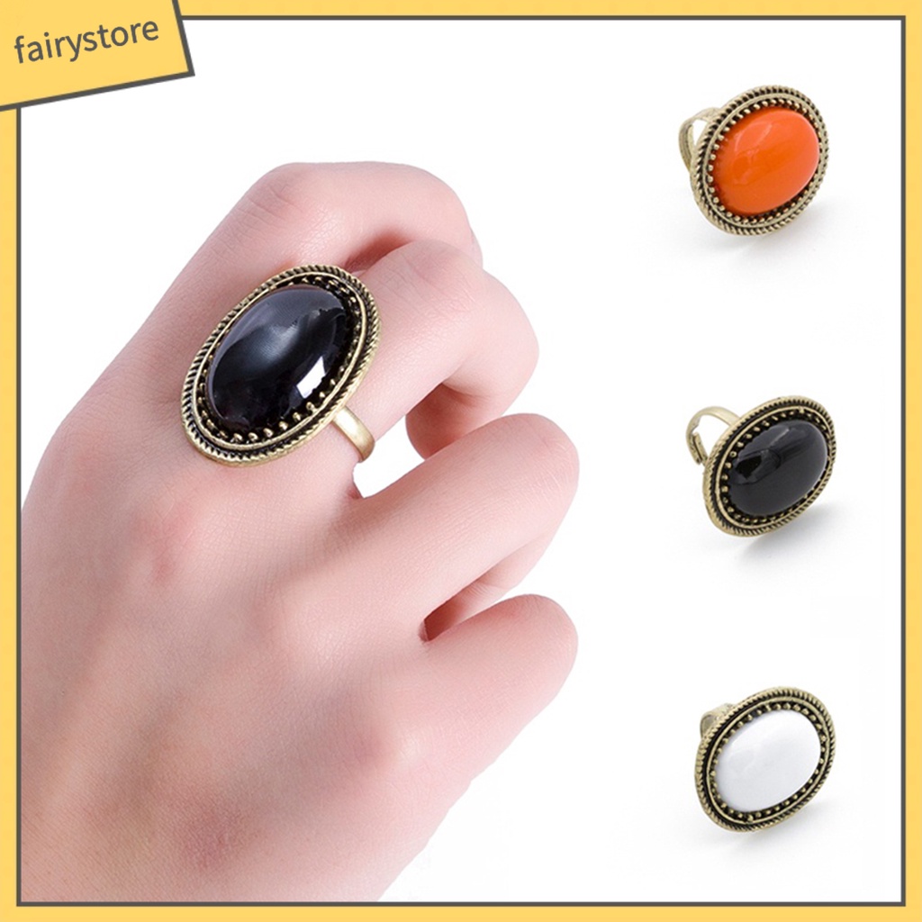 Nhẫn hợp kim mặt hình oval có thể điều chỉnh phong cách cổ điển