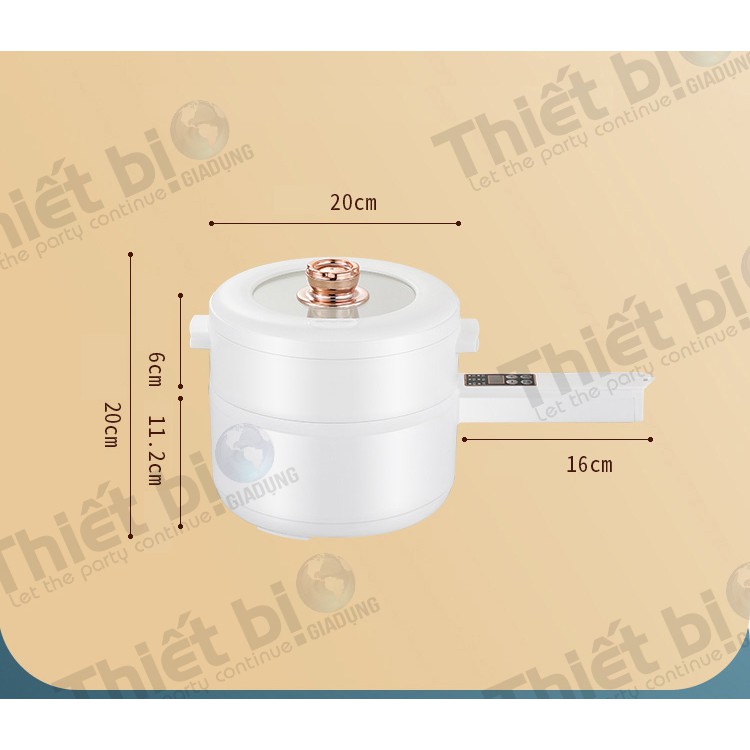 Nồi Điện Đa Năng Cao Cấp Có Tầng Hấp Chống Dính 3 Trong 1 Nấu Mì, Lẩu Mini, Nấu Cháo, Hầm Canh,... TAY