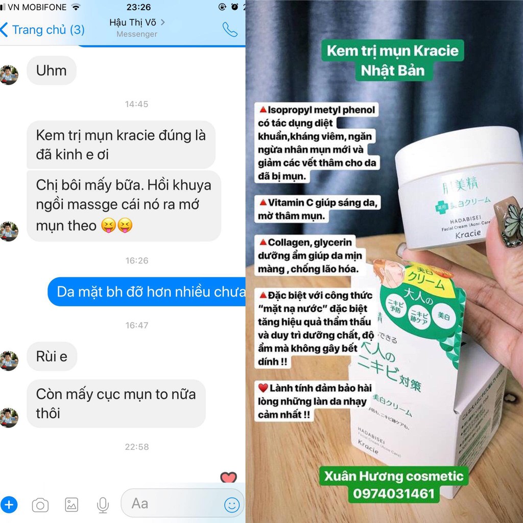 Kem dưỡng ngăn ngừa mụn và dưỡng trắng Kracie Hadabisei Acne