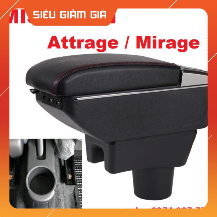 Hộp tỳ tay xe MISUBISHI ATTRAGE - MIRAGE cao cấp tích hợp 7 cổng sạc USB - Bảo hành 12 tháng Hàng Cao Cấp