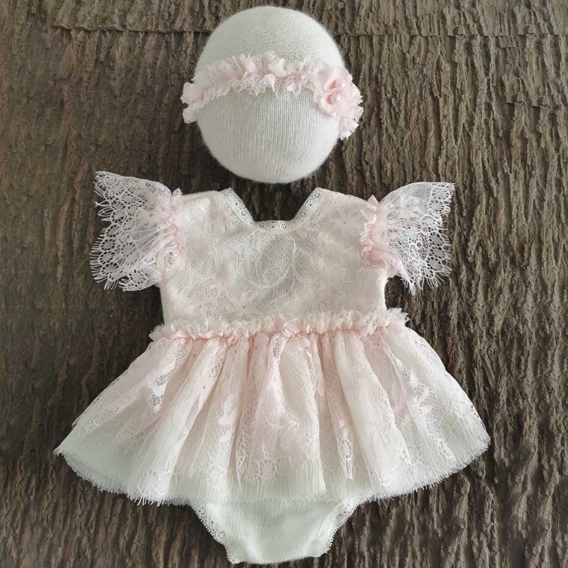 Set Đồ 2 Món Gồm Nón + Áo liền quần Làm Phụ Kiện Chụp Ảnh Cho Bé Sơ Sinh