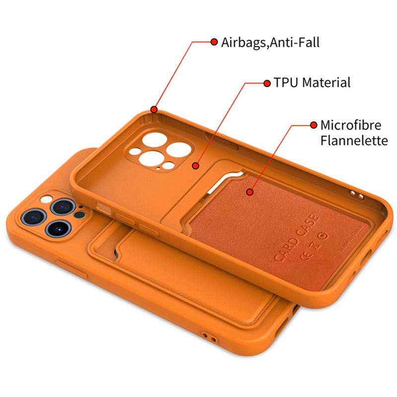 Ốp Điện Thoại Silicon Mềm Chống Sốc Ngăn Đựng Thẻ Cho Iphone 12 11 Pro Max Xs Max Xr X 7 8 Plus 12 Pro Max Mini Se 2