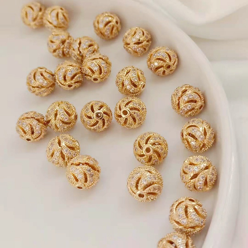 Hạt Đá Zircon Bằng Đồng 14K Dùng Làm Trang Sức Thủ Công 10mm