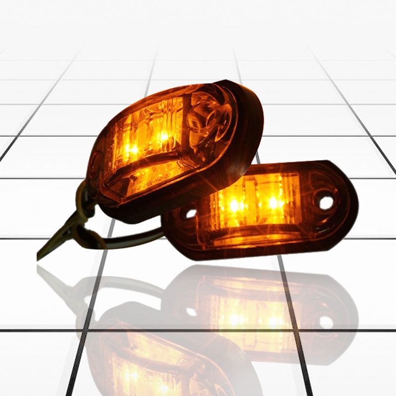 Đèn LED 2 Bóng 12V / 24V Ánh Sáng Vàng Hổ Phách Gắn Hông Xe Hơi / Xe Tải