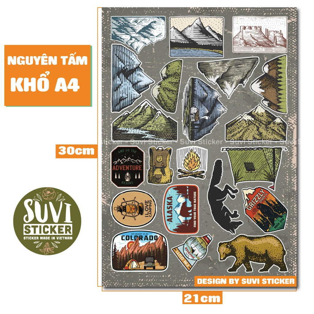 Single Sticker - Hình dán Vintage Labels chống nước sticker dán laptop, điện thoại, đàn guitar, mũ bảo hiểm, vali. SG13