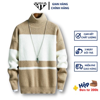 Áo len nam cổ lọ THE MT phối ngang hàng Quàng Châu chất len dày