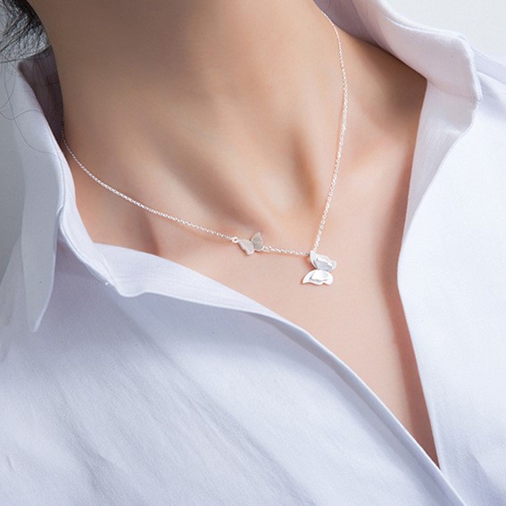 Dây chuyền bạc nữ cao cấp Evasilver mặt Butterfly, dây chuyền chuẩn bạc ta sang trọng