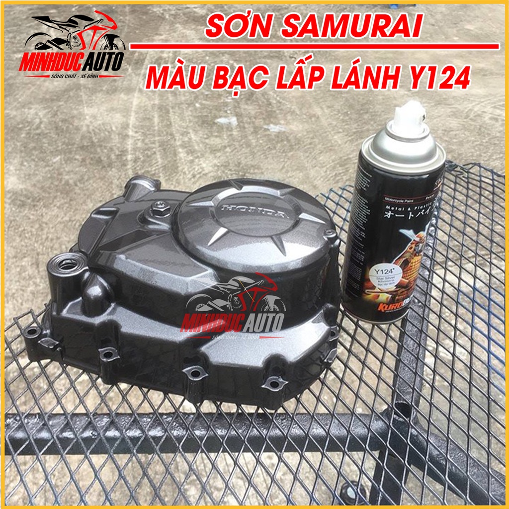 Sơn samurai màu bạc sẫm lấp lánh Y124* - chai sơn xịt chuyên dụng dành cho sơn lốc máy, bánh mâm, dàn chân xe máy, ô tô