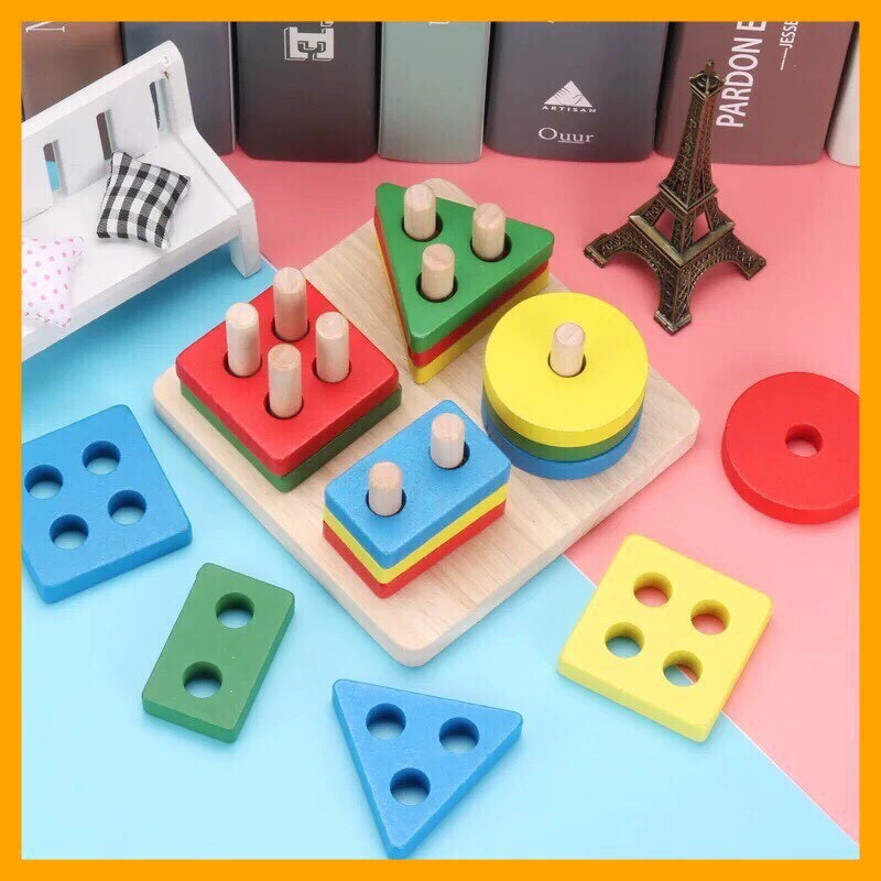 Combo 3 đồ chơi gỗ thông minh cho bé - đồ chơi phát triển trí tuệ montessori giúp bé tăng khả năng tập trung, ghi nhớ