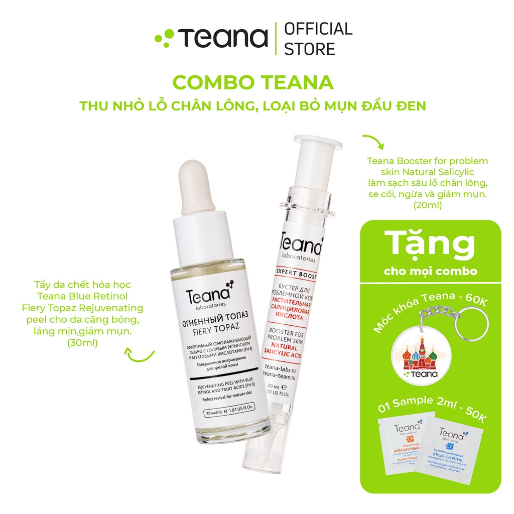 Combo Teana thu nhỏ lỗ chân lông, loại bỏ mụn đầu đen
