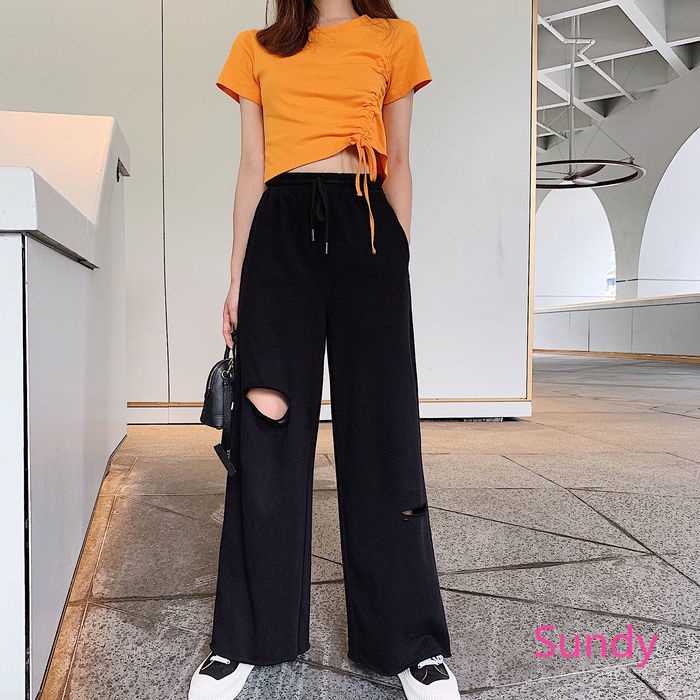 Áo Croptop Dây Rút Màu Sắc Trẻ Trung Phong Cách Hàn Quốc Cho Nữ